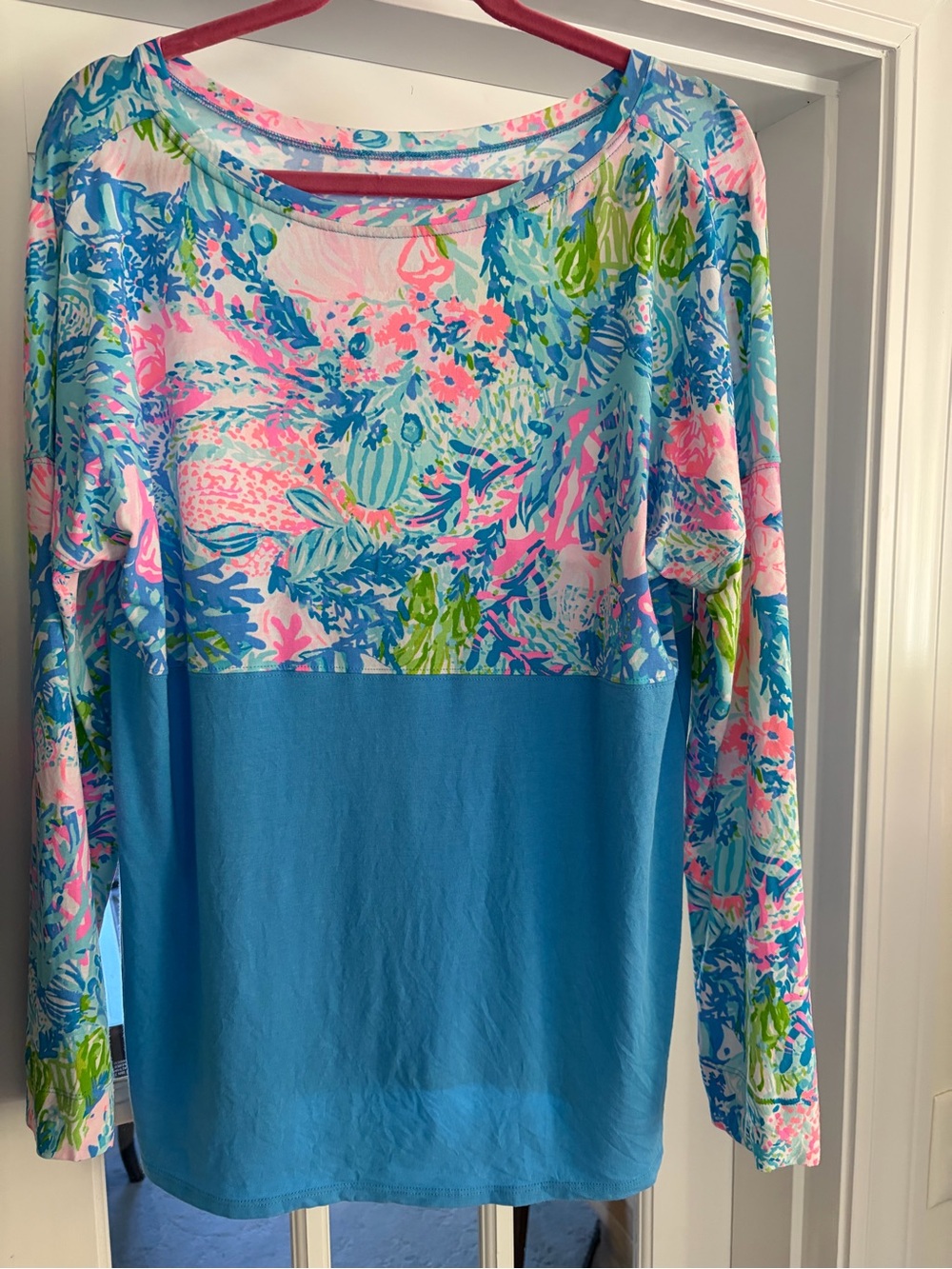 Lilly Pulitzer Blue Multi Floral-Print Long-Sleeve Top